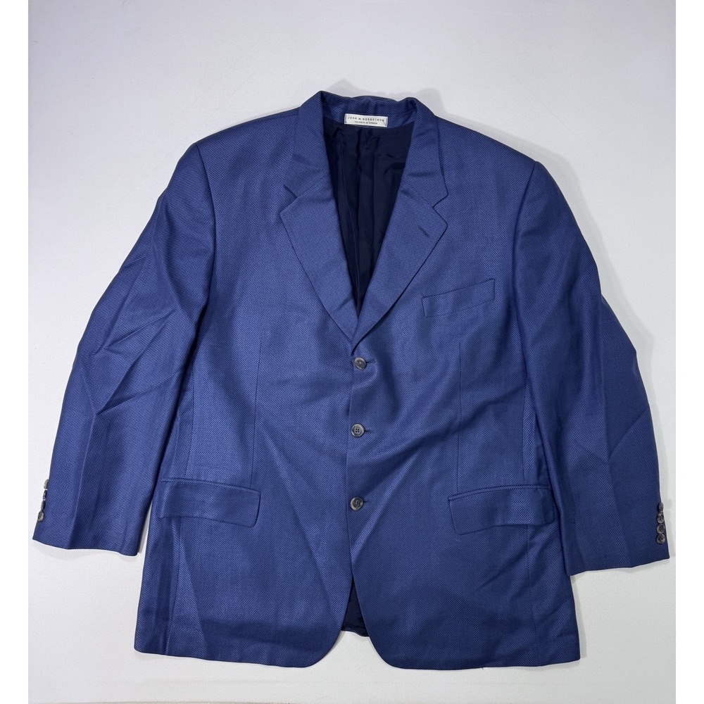 John W Nordstrom Blazer 46R Blue Silk Wool E Thomas Sport Coat Professional
